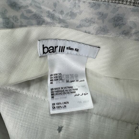 Bar III Mens Slim Fit 100% Linen Suit Pants Gray 30x32 - Picture 4 of 4